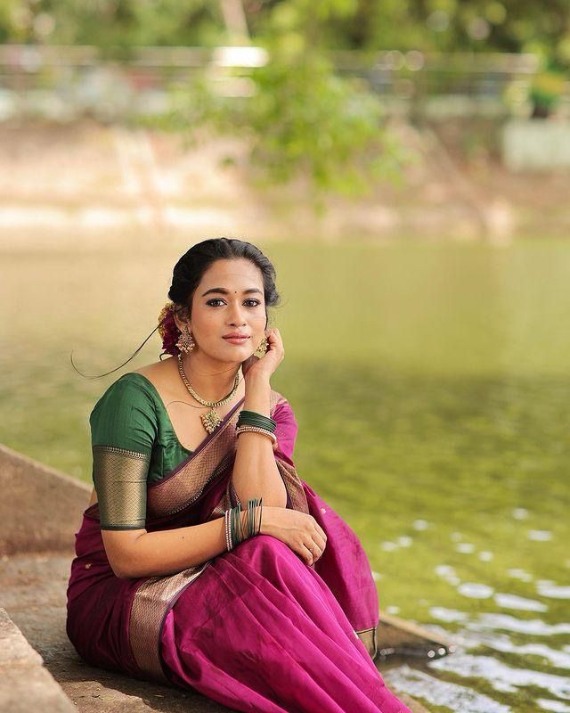 Glamorous Dark Pink Color Soft Lichi Silk Saree With Blouse Piece