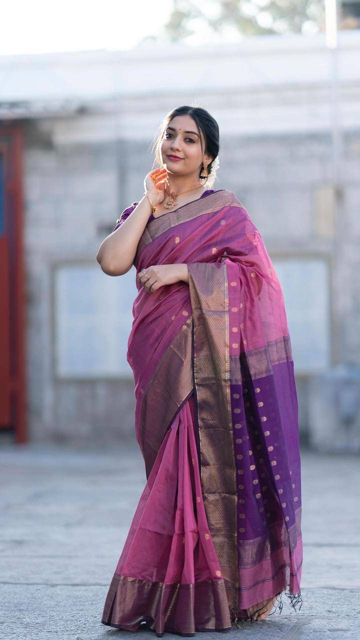 Classy Lavender Color Soft Lichi Silk Saree With Blouse Piece