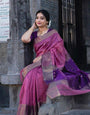 Classy Lavender Color Soft Lichi Silk Saree With Blouse Piece