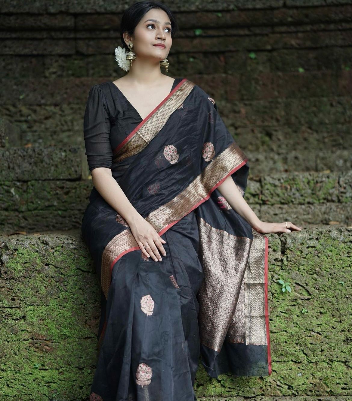 Animated Black Color Saree