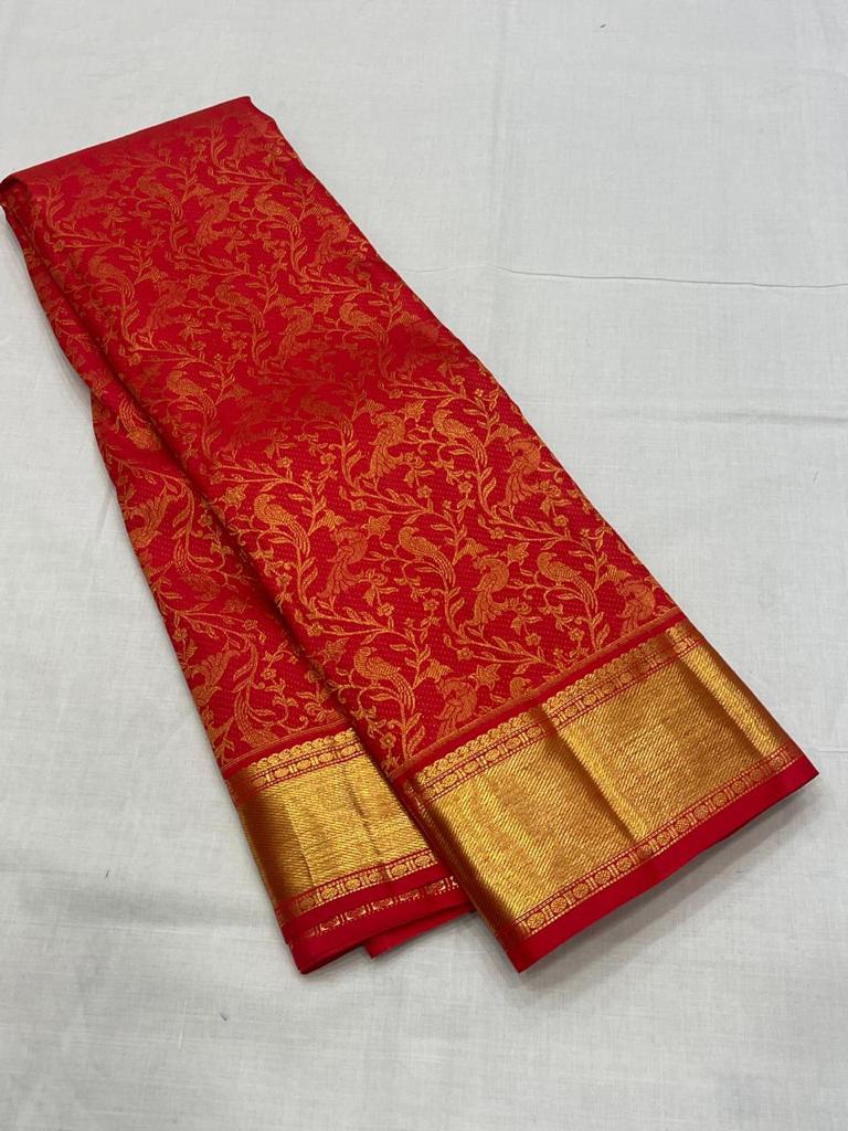 Panoply Red Soft Banarasi Silk Saree With Dalliance  Blouse Piece