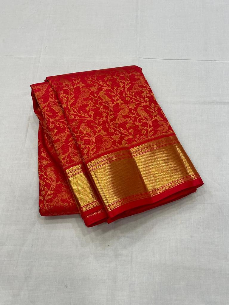 Panoply Red Soft Banarasi Silk Saree With Dalliance  Blouse Piece