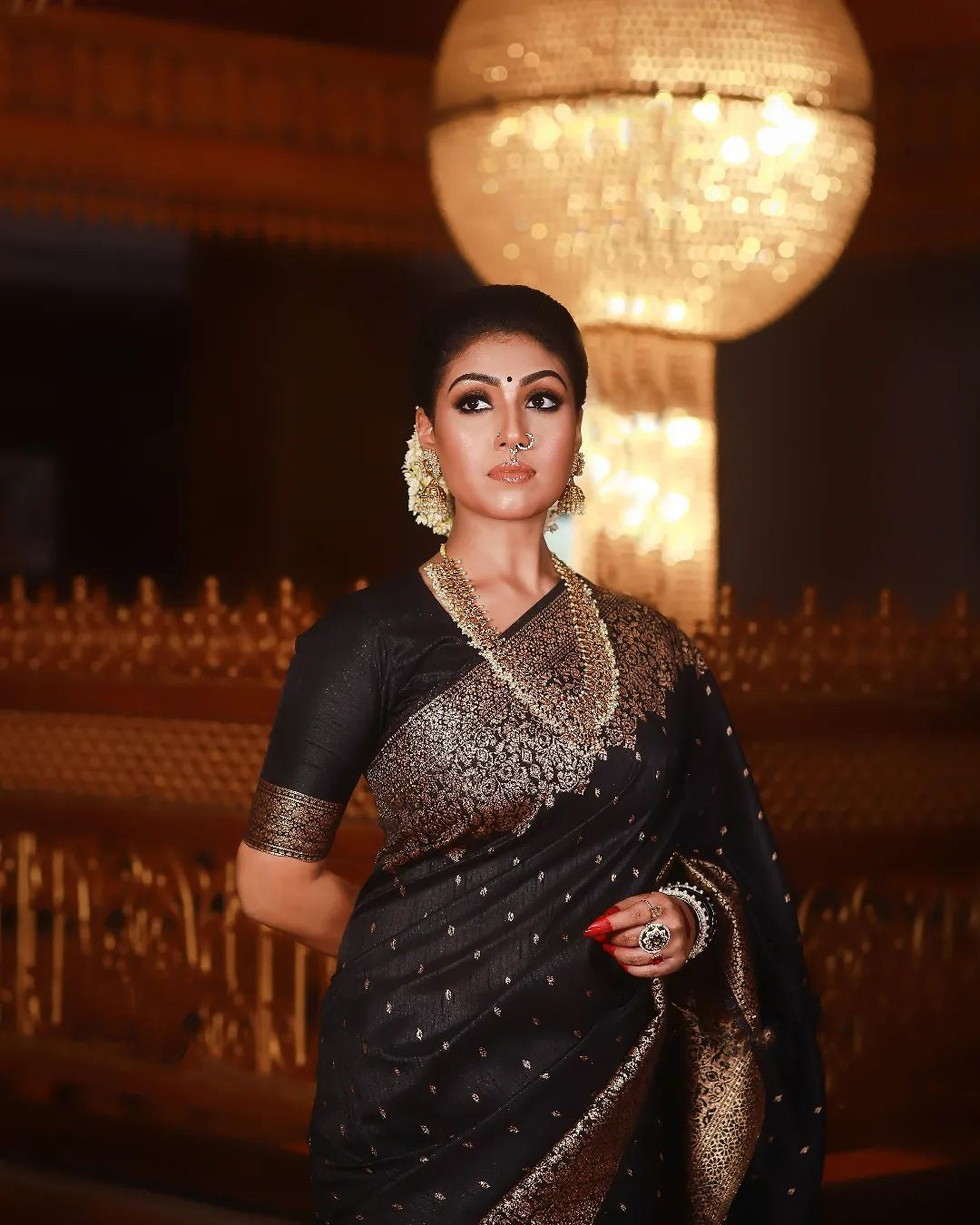 Black Color Banarasi Soft Silk Saree