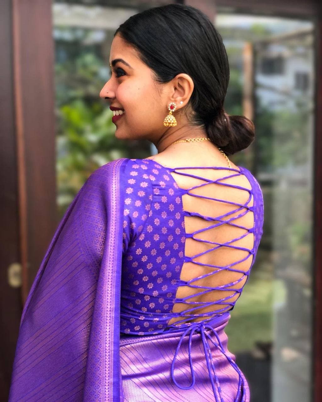 Blue Color Kanjivaram Silk Saree With Blouse Piece