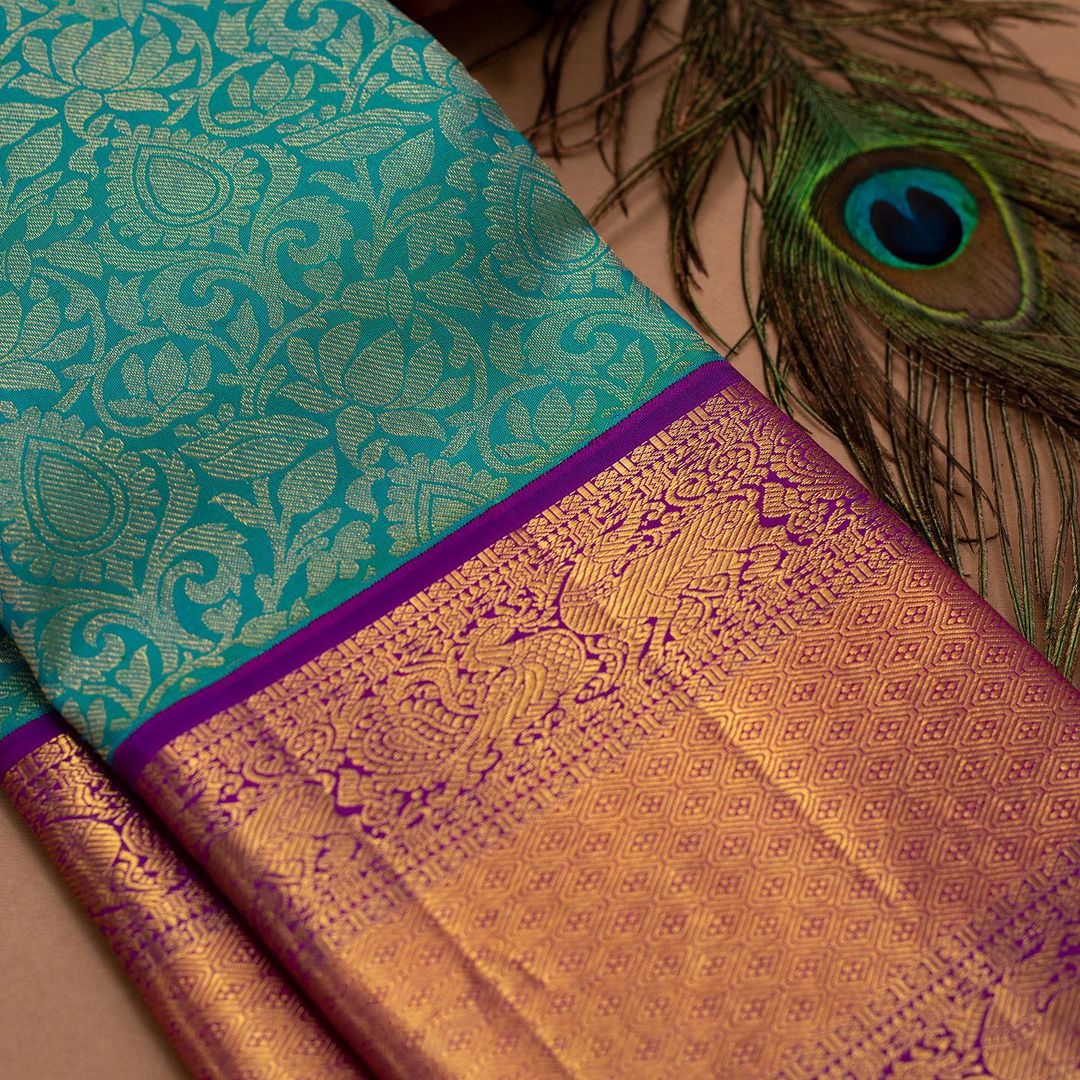 Brilliant Rama Green Color Soft Lichi Silk Saree
