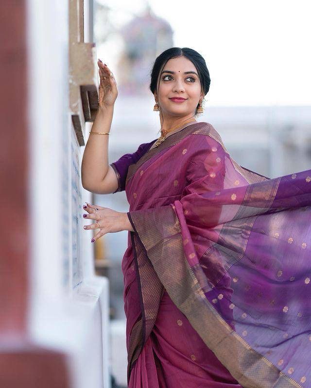 Classy Lavender Color Soft Lichi Silk 