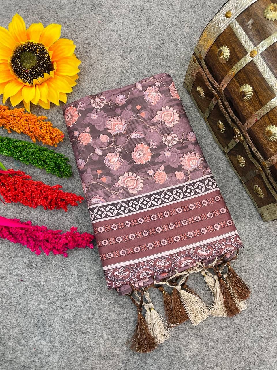 Digital Printed Dola Silk Sarees