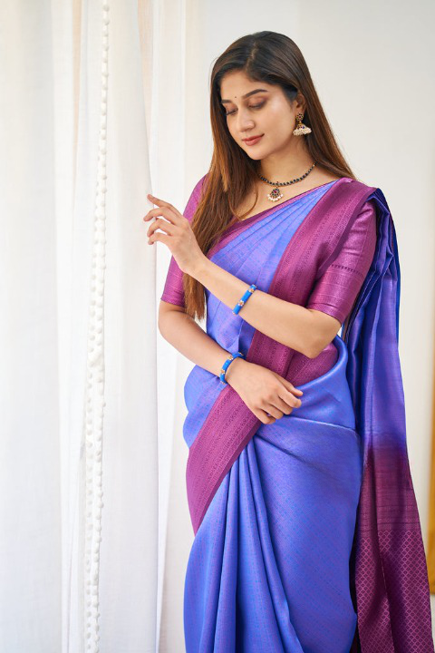 Dynamic Royal Blue Saree