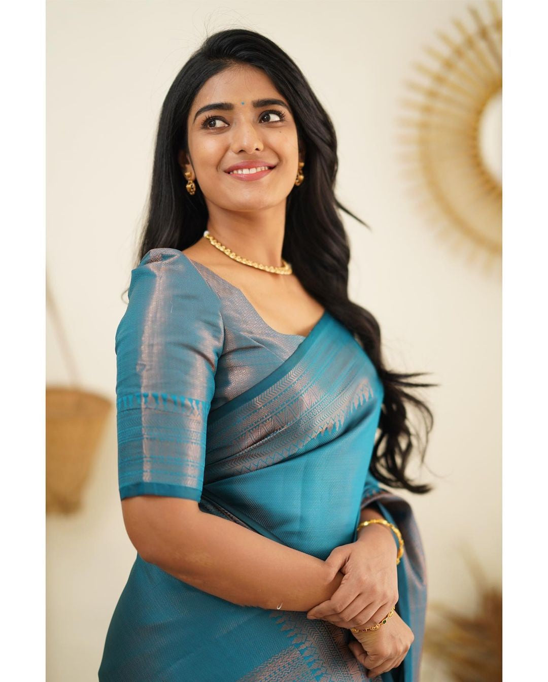 Firozi Color Soft Silk Saree