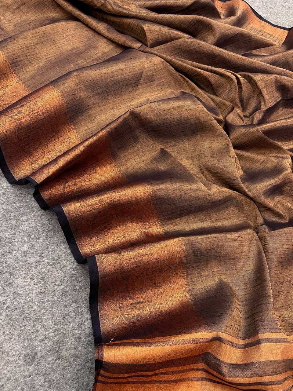 Glamorous Black Color Cotton Linen Silk Saree