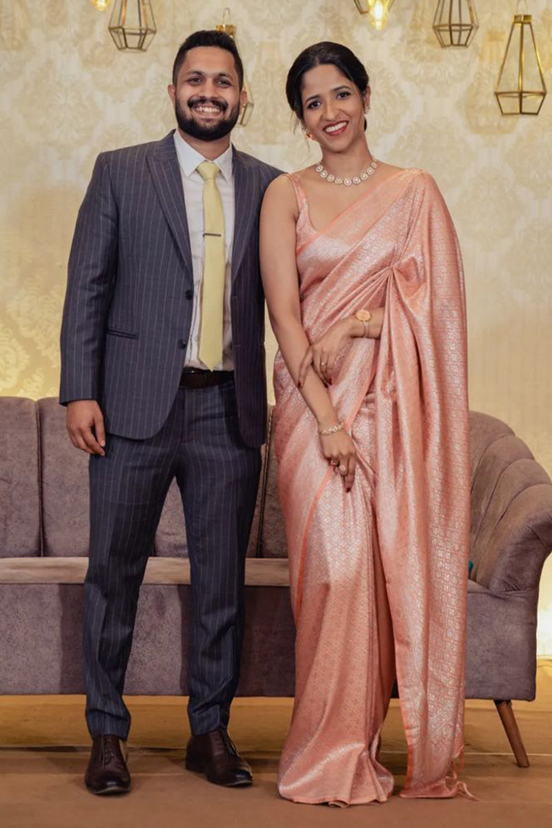 Glamorous Peach Color Kanjivaram