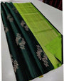 Transfixing Dark Green Color Soft Lichi Silk Saree With Blouse Piece