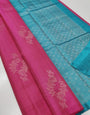 Whimsical Dark Pink Color Soft Lichi Silk Saree With Blouse Piece