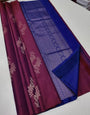 Majestic Wine Color Soft Lichi Silk Saree With Blouse Piece