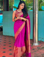 Enchanting Dark Pink Color Soft Lichi Silk Saree With Blouse Piece