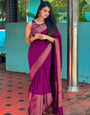 Scintilla Purple Color Soft Lichi Silk Saree With Blouse Piece