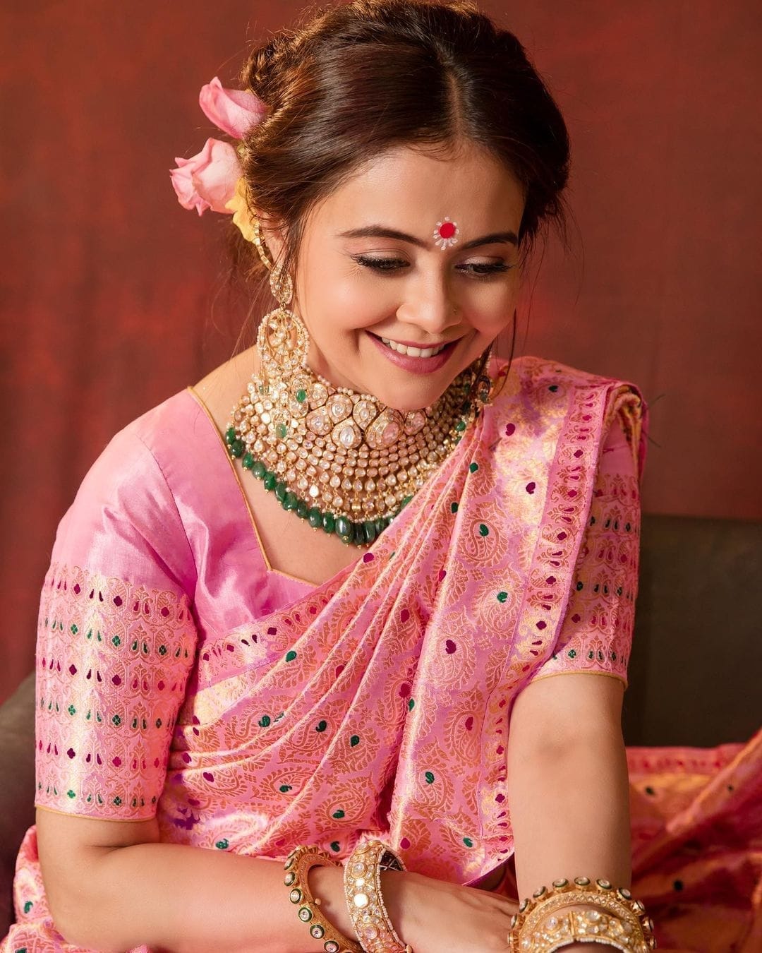 Serene Pink Color Soft Lichi Silk Saree With Blouse Piece