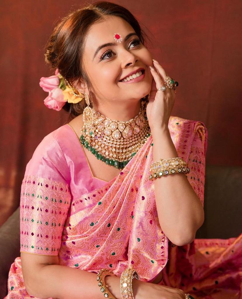 Serene Pink Color Soft Lichi Silk Saree With Blouse Piece