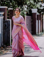 Whimsical Pink Color Soft Lichi Silk Saree With Blouse Piece