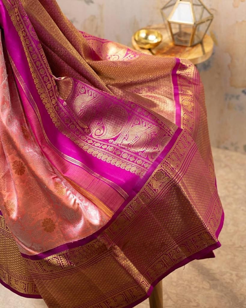 Serene Pink Color Banarasi Soft Silk Saree With Blouse Piece