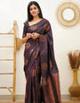 Eclat Purple Color Soft Lichi Silk Saree With Blouse Piece