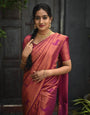 Angelic Dark Pink Color Soft Lichi Silk Saree With Blouse Piece