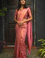 Glamorous Pink Color Soft Lichi Silk Saree With Blouse Piece