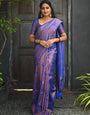 Rousing Royal Blue Color Soft Lichi Silk Saree With Blouse Piece