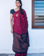 Radiating Wine Color Soft Lichi Silk Saree With Blouse Piece