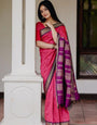 Crystalline Pink Color Banarasi Soft Silk Saree With Blouse Piece