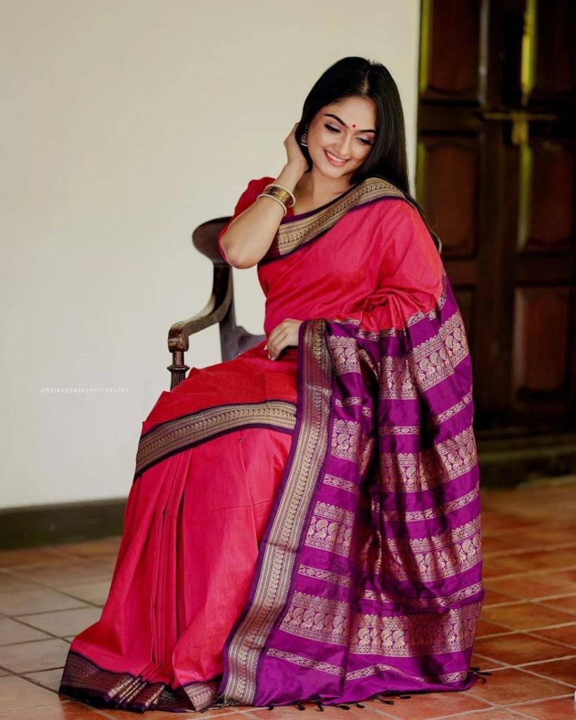 Crystalline Pink Color Banarasi Soft Silk Saree With Blouse Piece