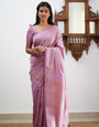 Dazzling Baby Pink Color Soft Lichi Silk Saree With Blouse Piece