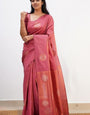 Opulent Pink Color Soft Lichi Silk Saree With Blouse Piece