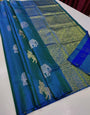 Exotic Firozi Color Soft Lichi Silk Saree With Blouse Piece