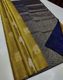 Alluring Mustard Color Soft Lichi Silk Saree With Blouse Piece