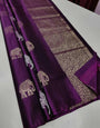 Scintillance Purple Color Soft Lichi Silk Saree With Blouse Piece