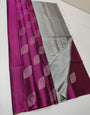 Palatial Magenta Color Soft Lichi Silk Saree With Blouse Piece