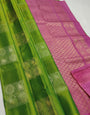 Luminous Green Color Soft Lichi Silk Saree With Blouse Piece