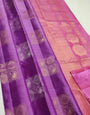 Glisten Purple Color Soft Lichi Silk Saree With Blouse Piece