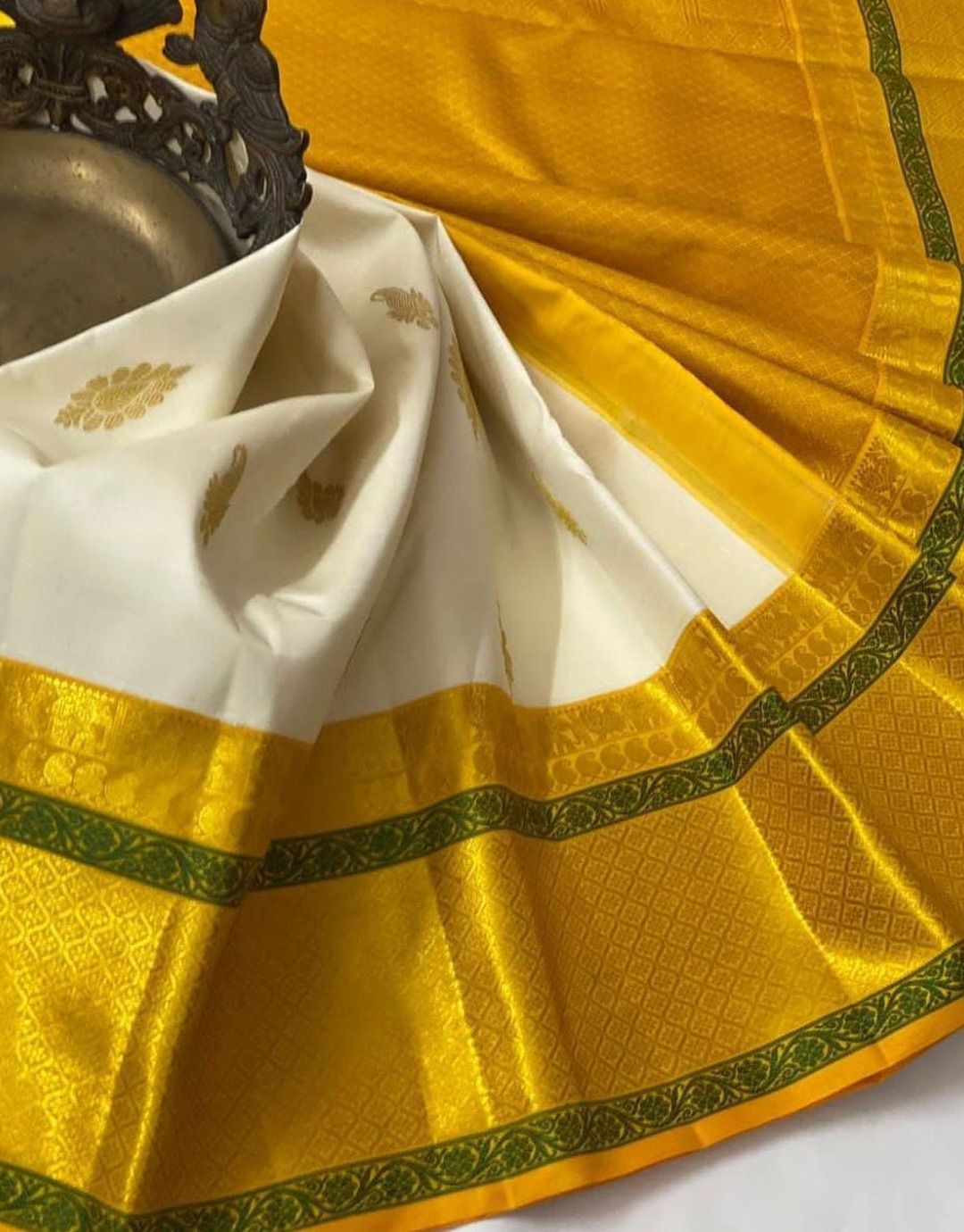 Tranquil Off White Color Soft Lichi Silk Saree With Blouse Piece