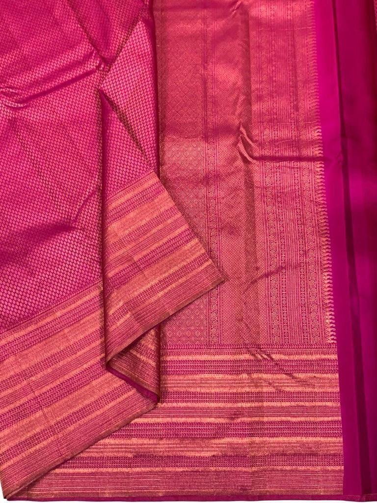 Ecstasy Dark Pink Color Soft Lichi Silk Saree With Blouse Piece