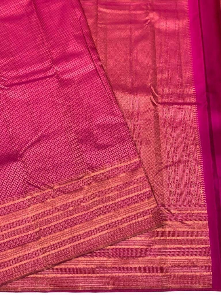 Ecstasy Dark Pink Color Soft Lichi Silk Saree With Blouse Piece