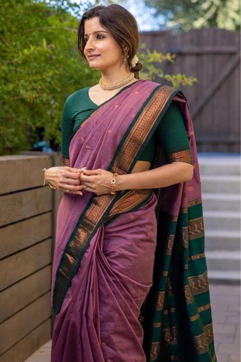 Sophisticated Lavender Color Soft Lichi Silk Saree With Blouse Piece