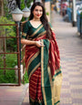 Euphoric Maroon Color Soft Lichi Silk Saree With Blouse Piece