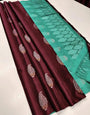 Ecstatic Maroon Color Soft Lichi Silk Saree With Blouse Piece