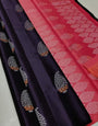 Delicate Purple Color Soft Lichi Silk Saree With Blouse Piece