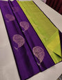 Graceful Purple Color Soft Lichi Silk Saree With Blouse Piece