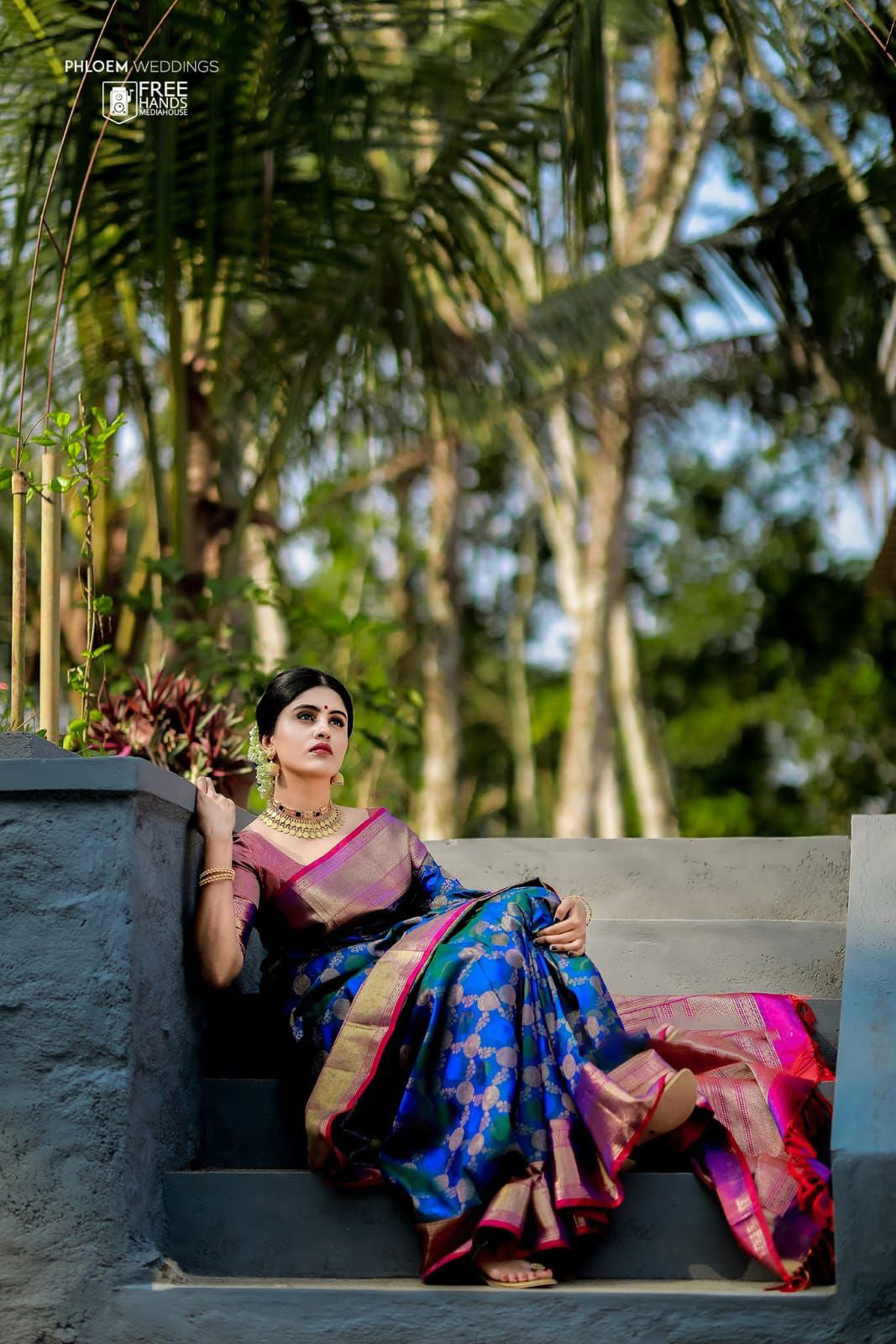 Peaceful Blue Color Banarasi Soft Silk Saree With Blouse Piece