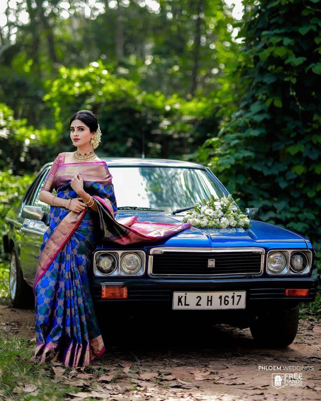 Peaceful Blue Color Banarasi Soft Silk Saree With Blouse Piece