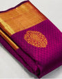 Splendid Magenta Color Banarasi Soft Silk Saree With Blouse Piece